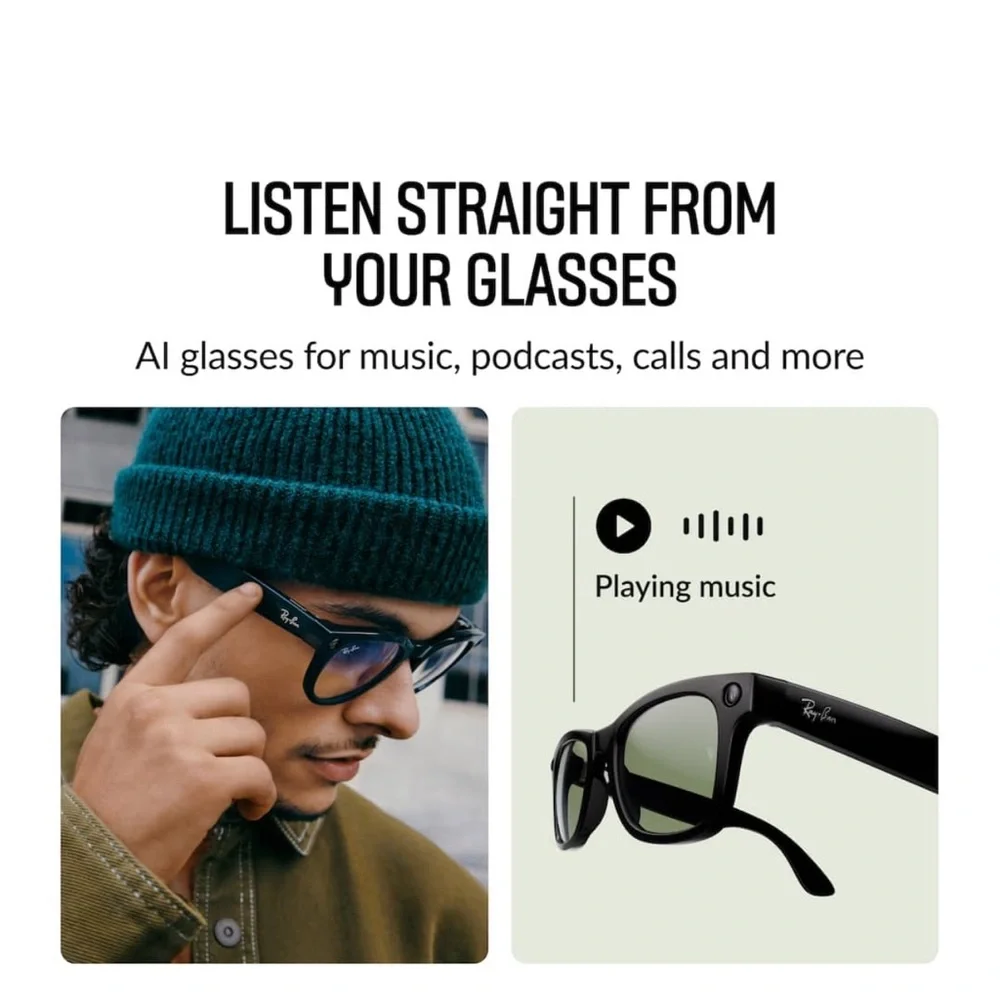 Ray-Ban Black and Green Wearable Glasses NWT